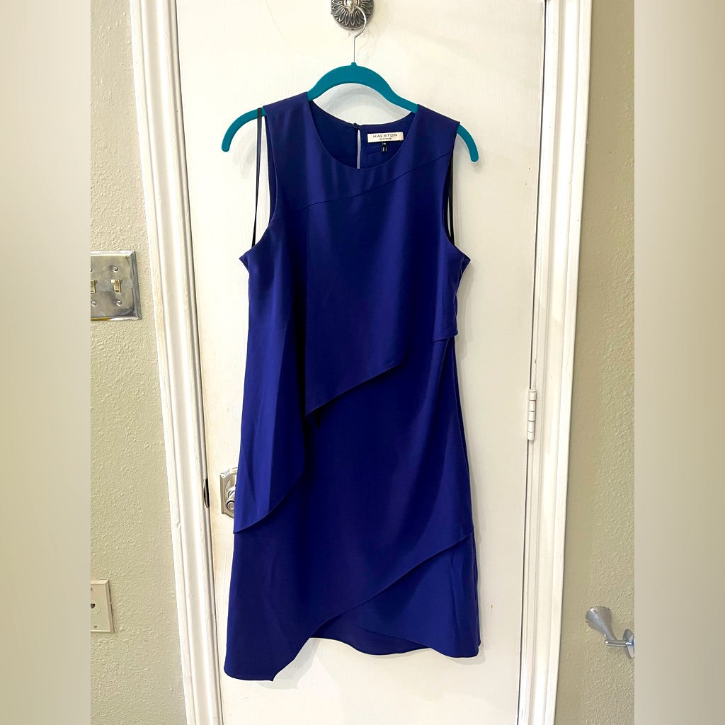 Halston Heritage Royal Blue Asymmetrical Sleeveless Dress